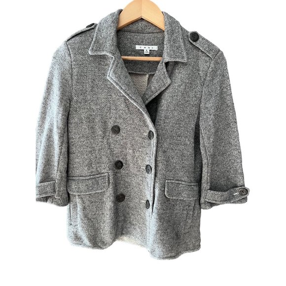Cabi Womens Jacket Small Gray Knit Double Breasted Blazer - Picture 1 of 10